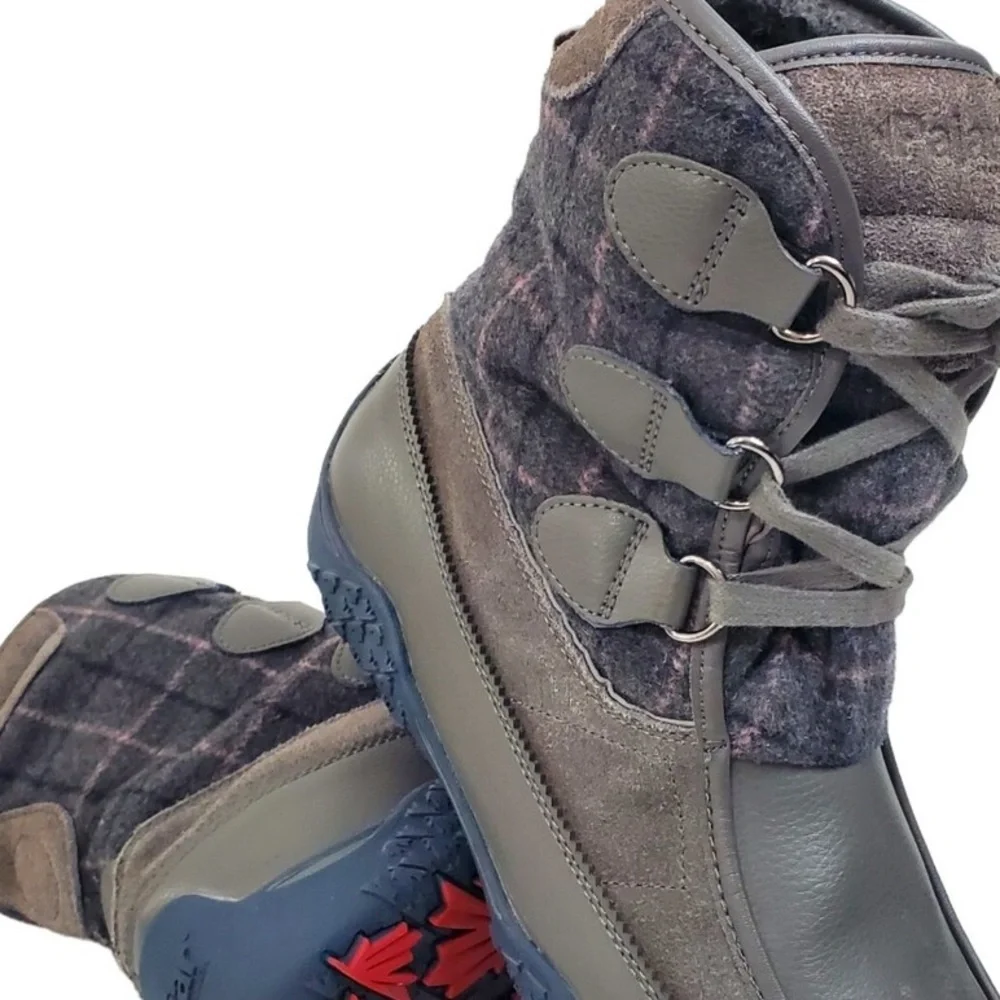 PAJAR Waterproof Boots Shoes Plaid Leather Textile Lining Winter Women’s